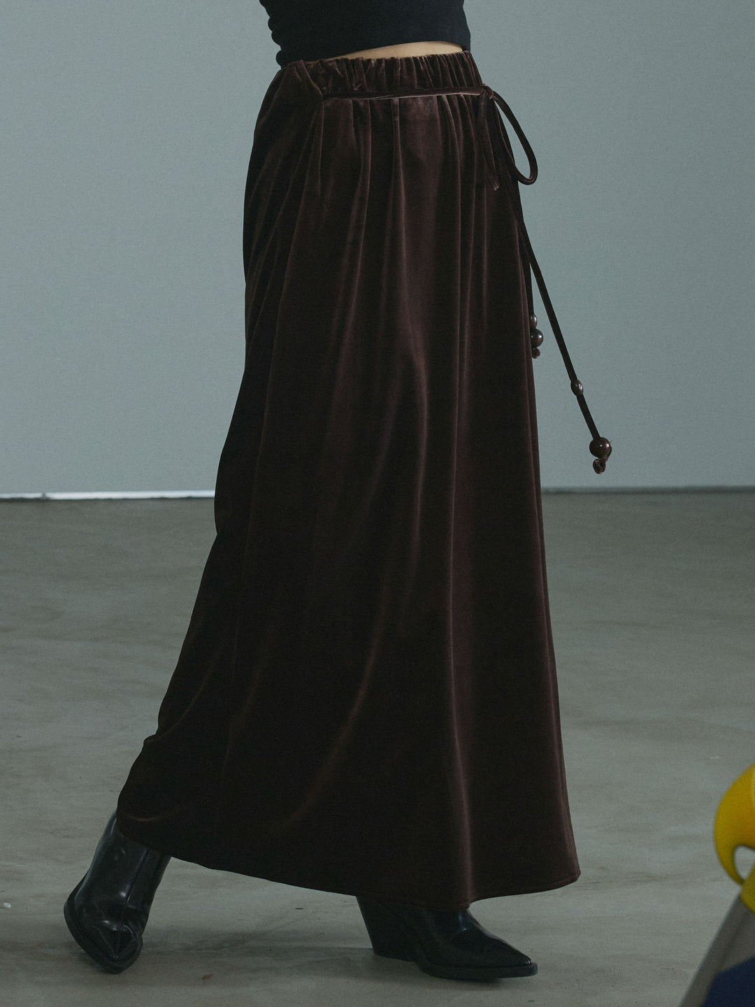 [予約]ベロアナロースカート/brown