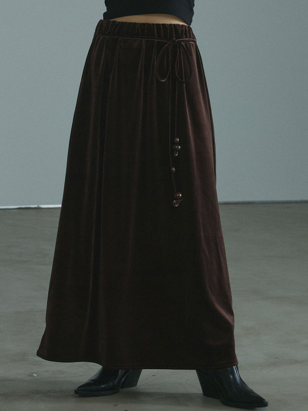 [予約]ベロアナロースカート/brown