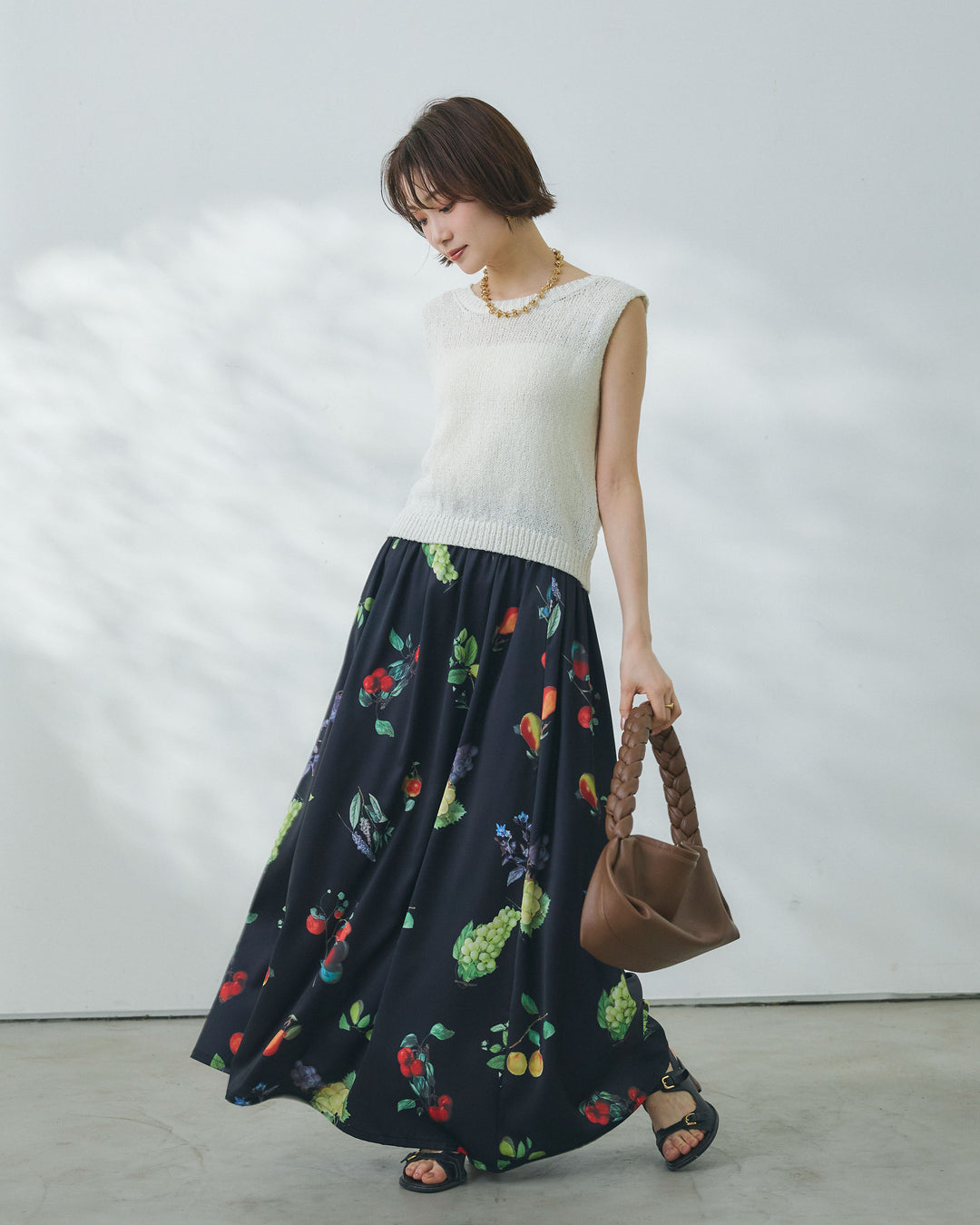 【Allure】[SET]スリーブレスバックスリットニットプルオーバー+スリーブレスバックスリットニットプルオーバー(2set)