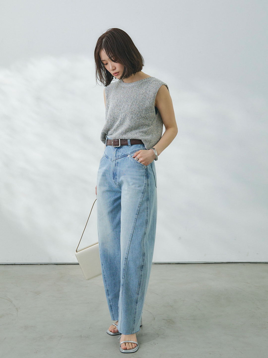 【Allure】[SET]スリーブレスバックスリットニットプルオーバー+スリーブレスバックスリットニットプルオーバー(2set)