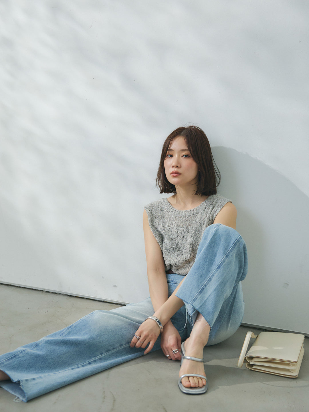 【Allure】[SET]スリーブレスバックスリットニットプルオーバー+スリーブレスバックスリットニットプルオーバー(2set)