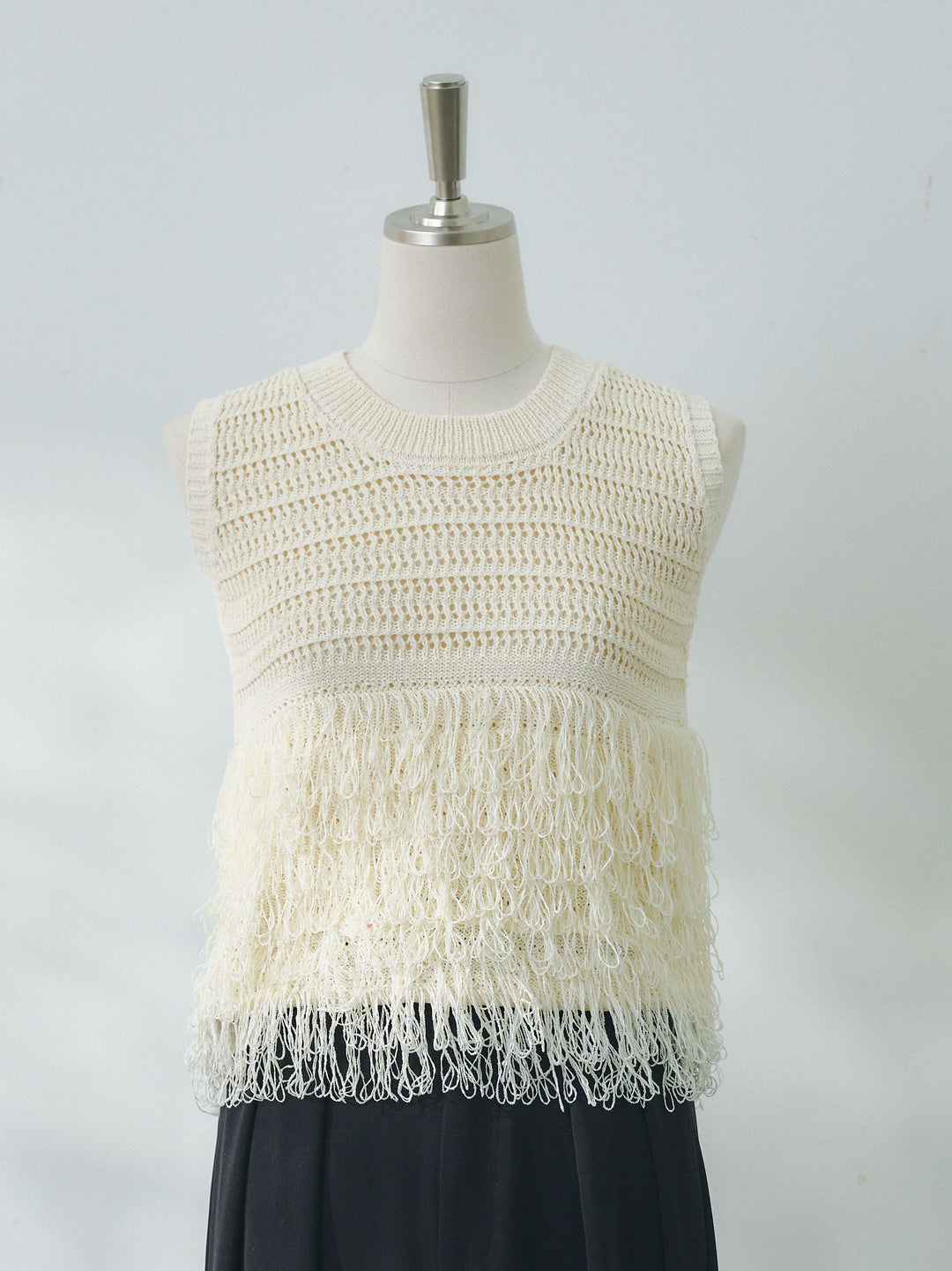 【Allure】[SET]フリンジクロップドニットベスト+ボタニカルプリントイージーパンツ(2set)