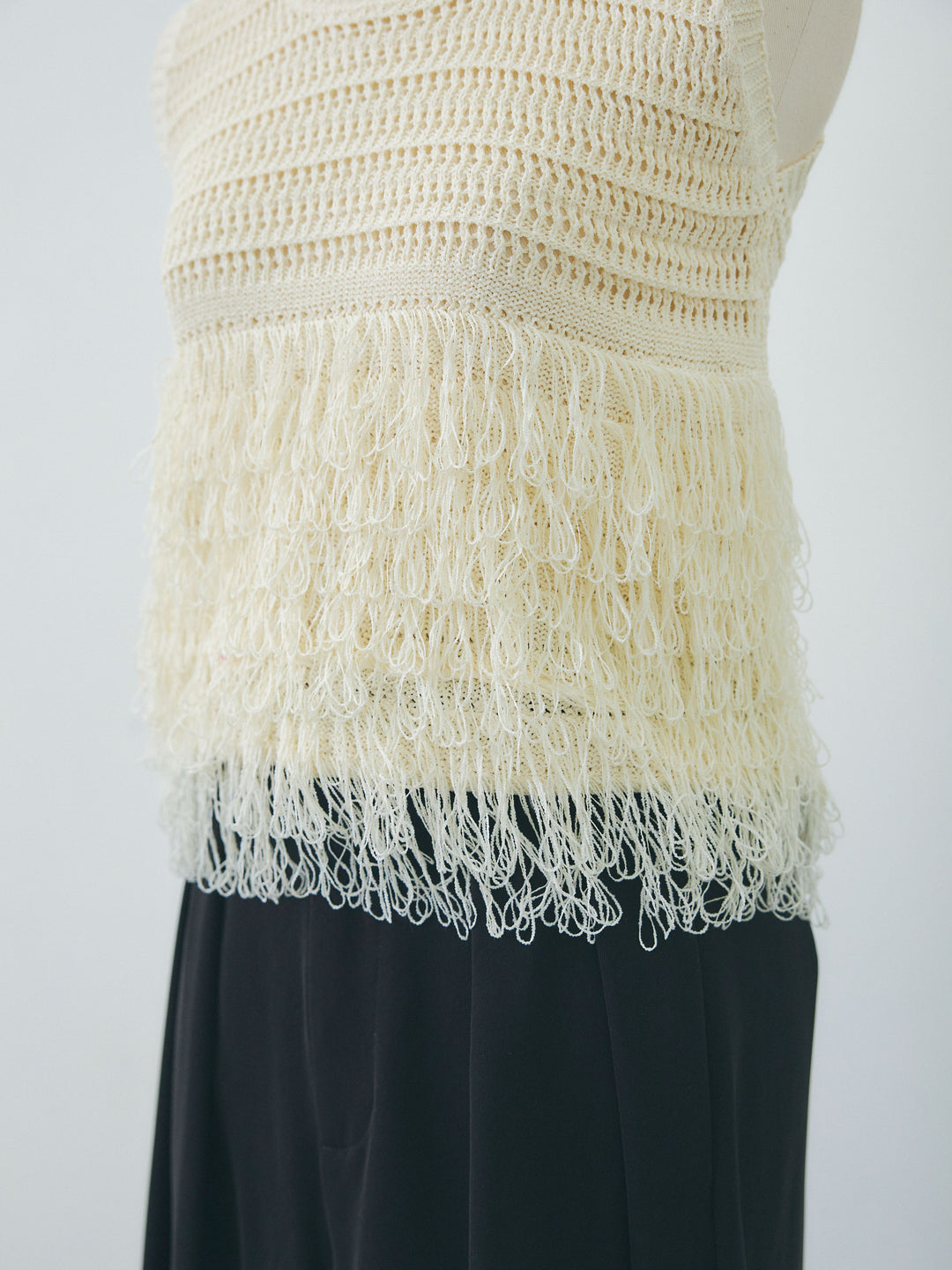 [予約]フリンジクロップドニットベスト/beige