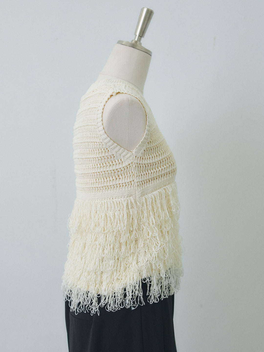 [予約]フリンジクロップドニットベスト/beige