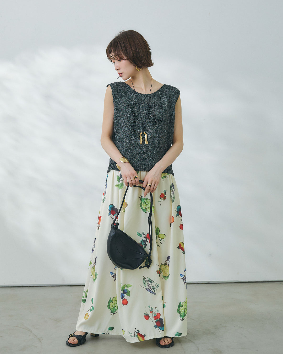 【Allure】[SET]スリーブレスバックスリットニットプルオーバー+スリーブレスバックスリットニットプルオーバー(2set)