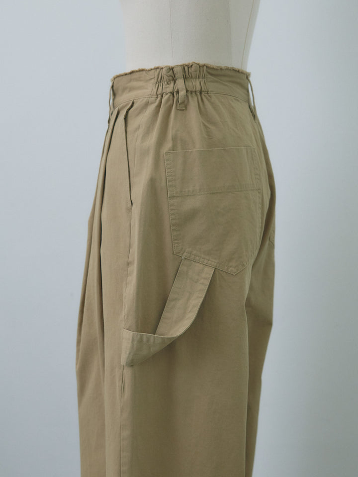 【Allure】[SET]フロントボタンテレコリブタンクトップ+カットオフコットンツイルタックワイドパンツ(2set)