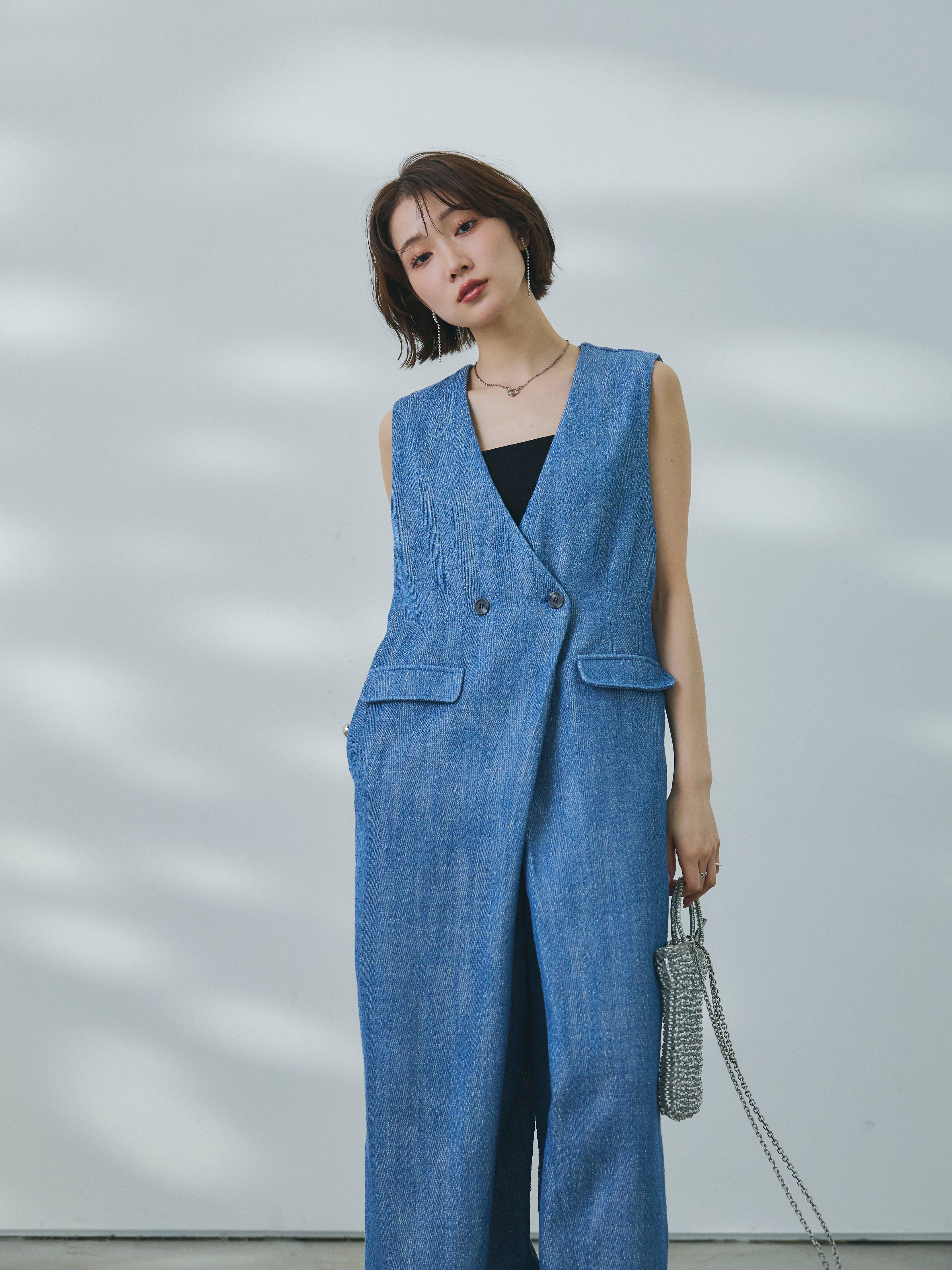 lumier デニムライクヘリンボーンサロペット/BLUE タグ付き新品 予約]デニムライクヘリンボーンサロペット/blue – Lumier