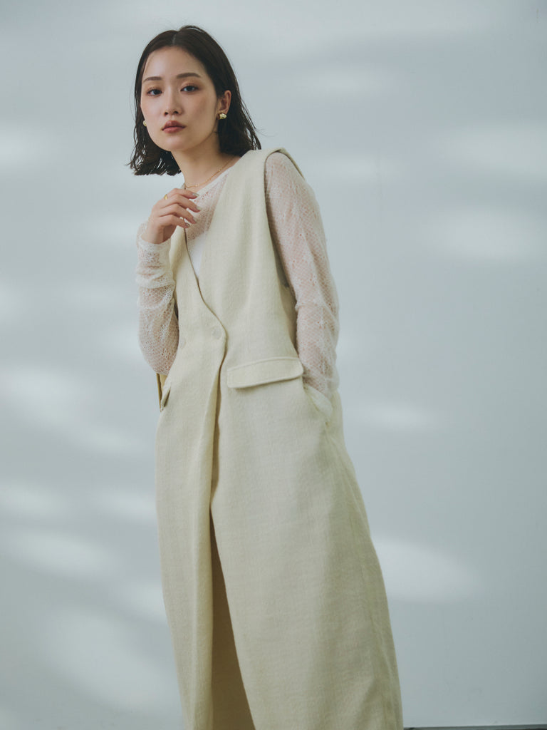 Allure】[SET]デニムライクヘリンボーンサロペット+ネットレース