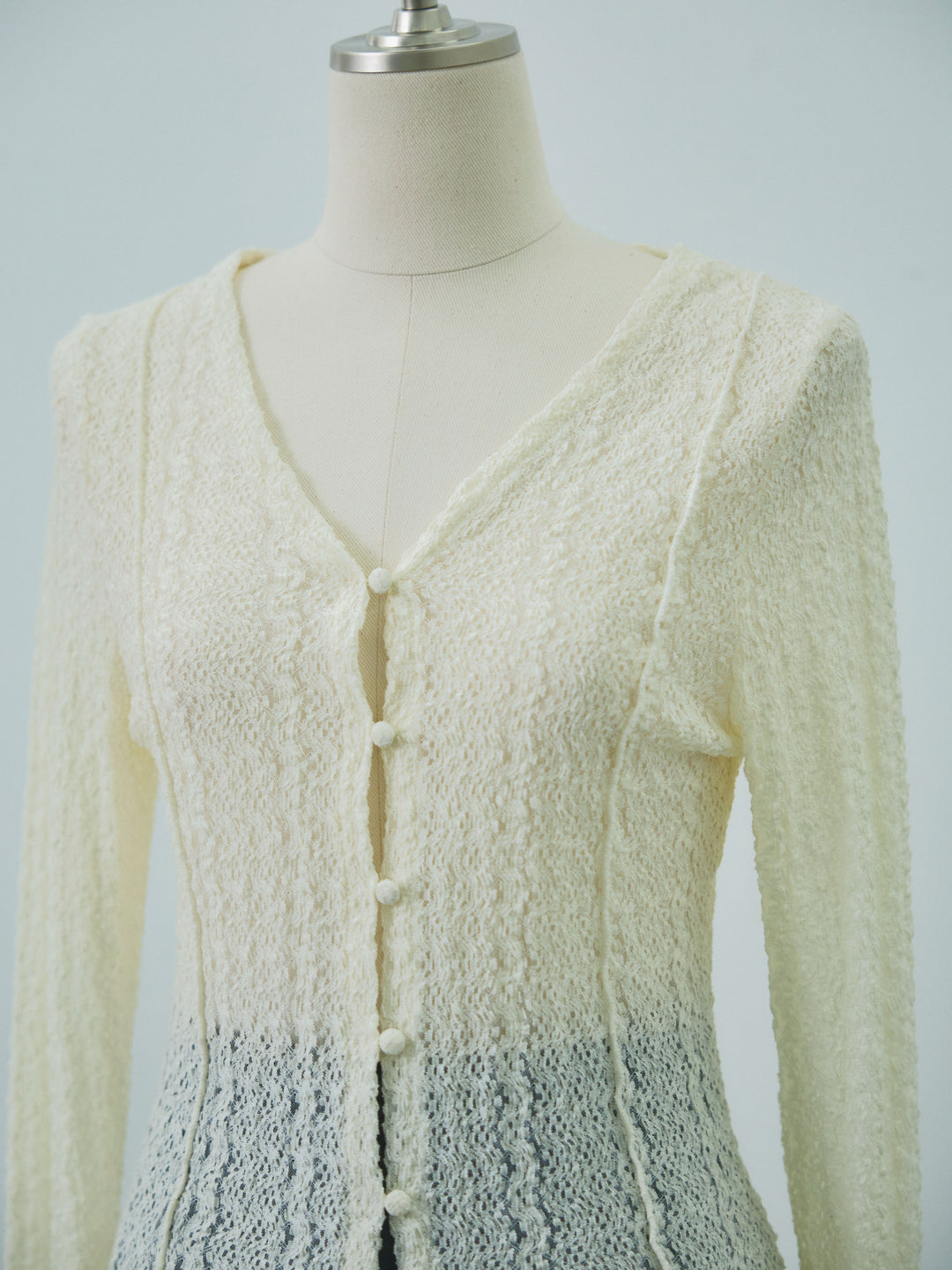 【預購】彈性蕾絲開襟衫 / 象牙白