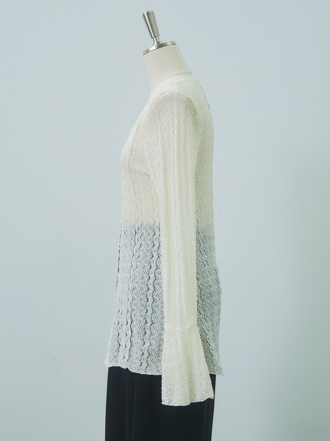 【預購】彈性蕾絲開襟衫 / 象牙白