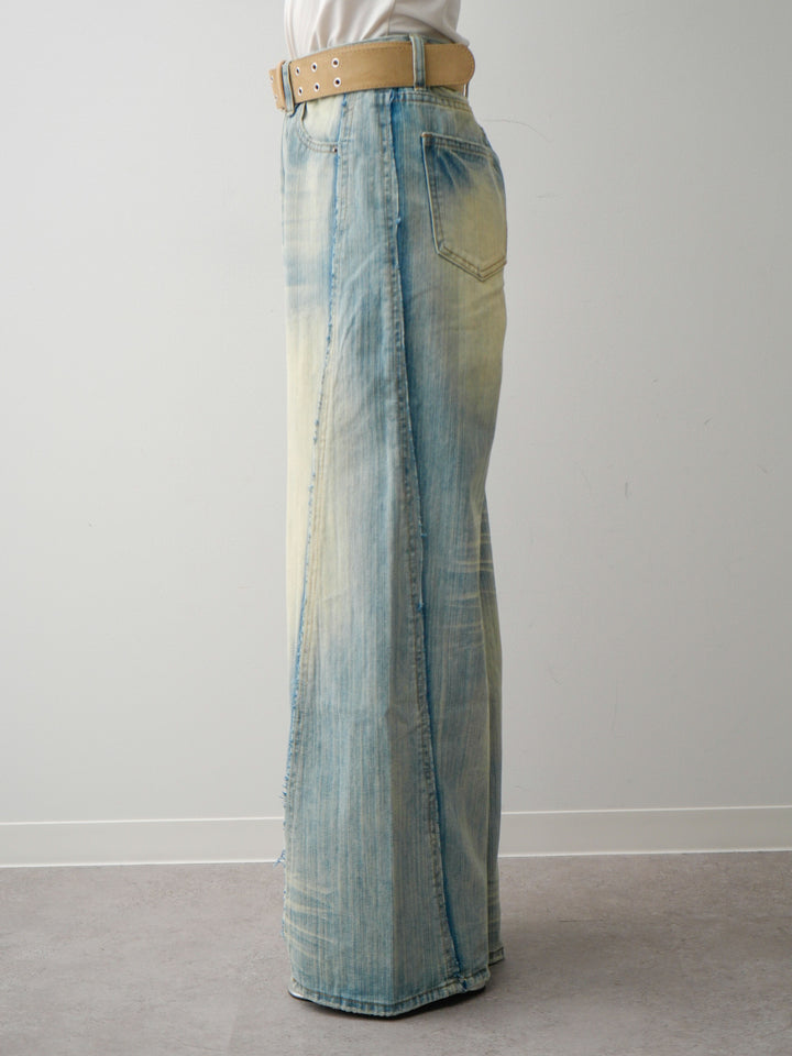 [予約]縦ウォッシュワイドデニムパンツ/lightblue