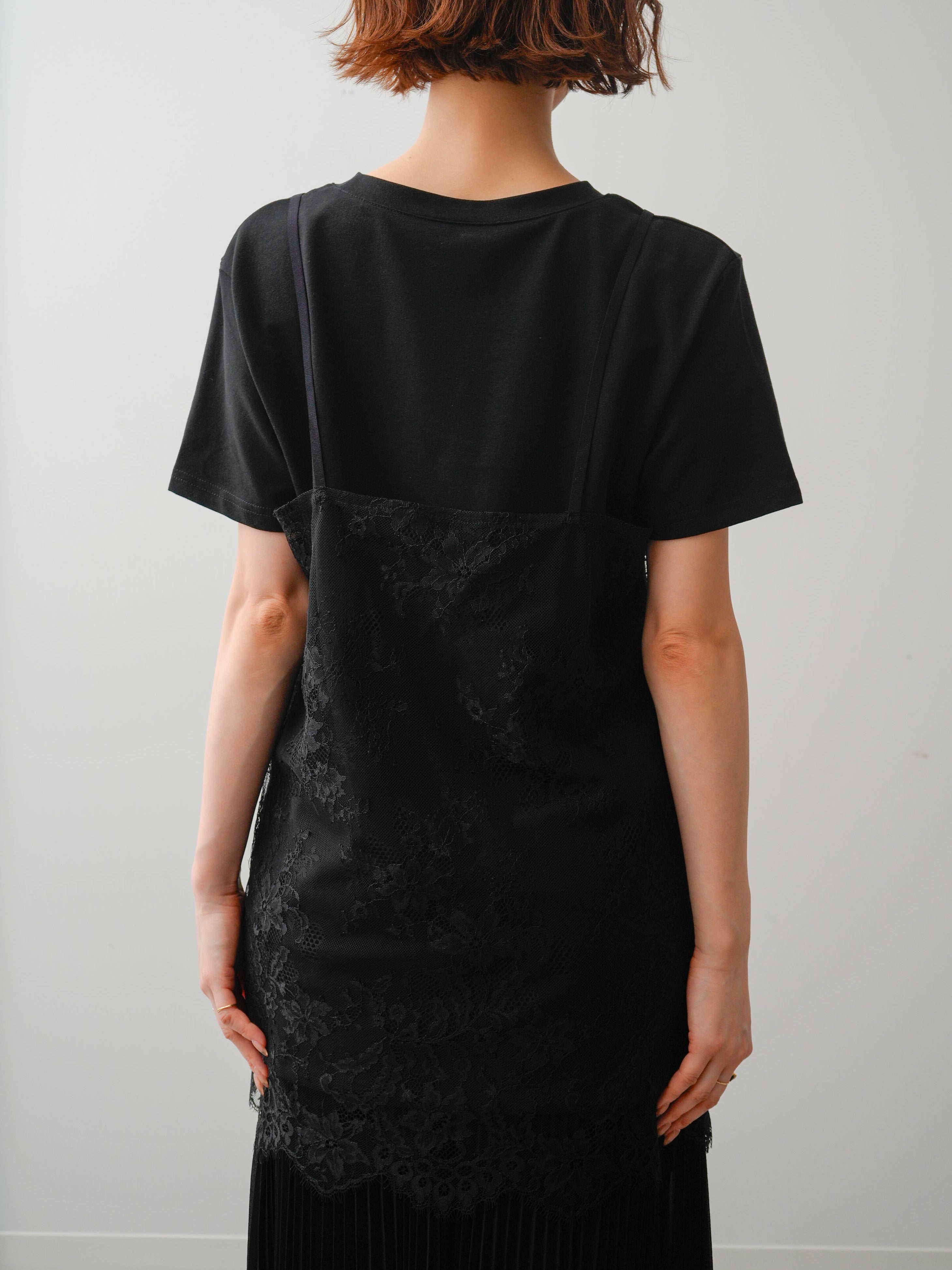 予約]レースキャミチュニックレイヤードTEE/black – Lumier