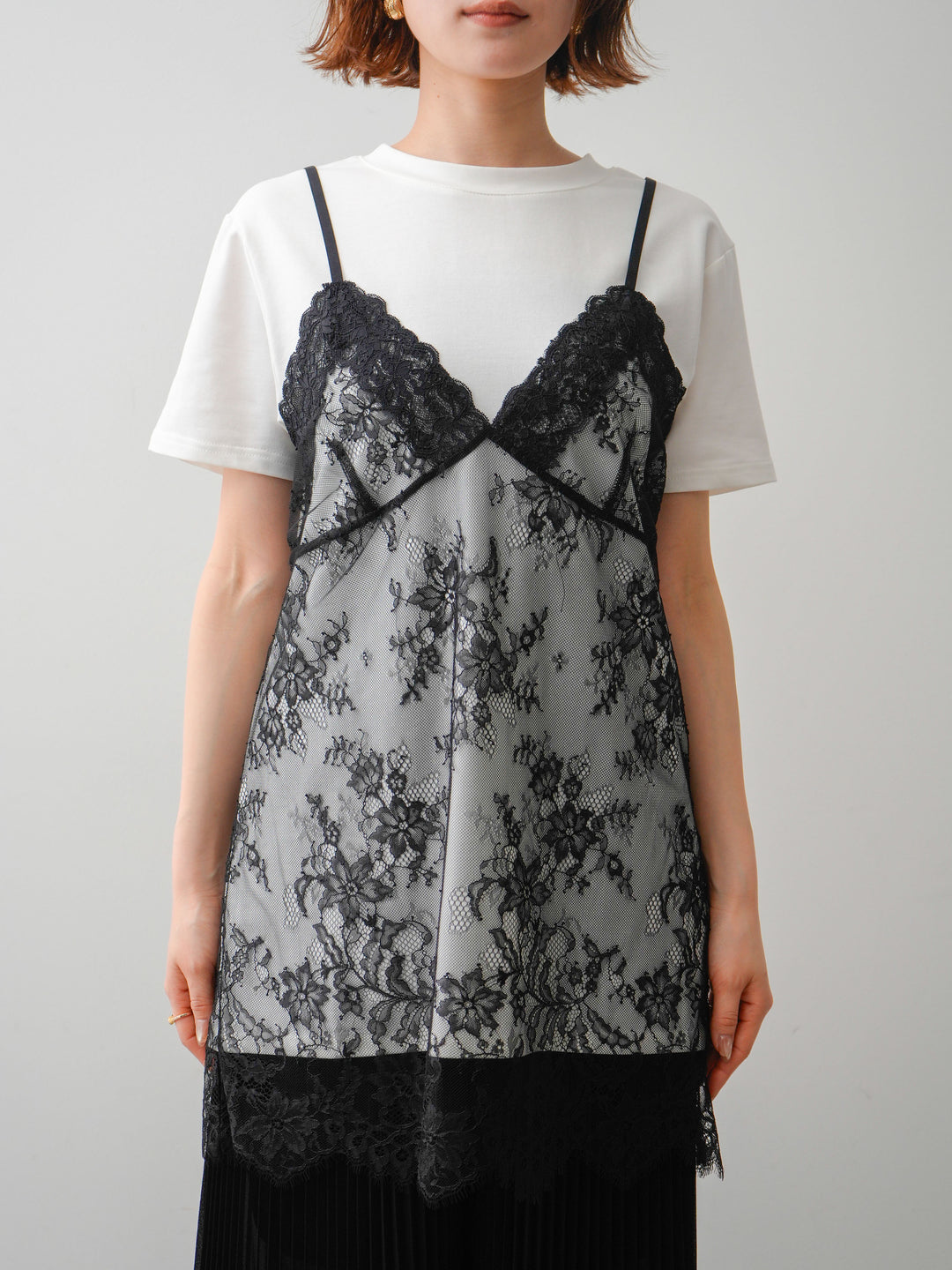 [予約]レースキャミチュニックレイヤードTEE/off