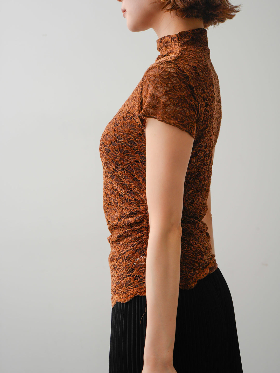 [予約]ベルベットレースフレンチトップス/brown