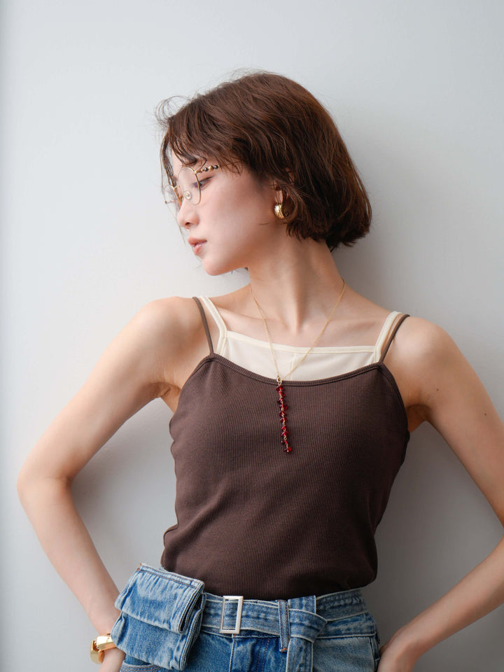 [予約]カラーストーンネックレス/red