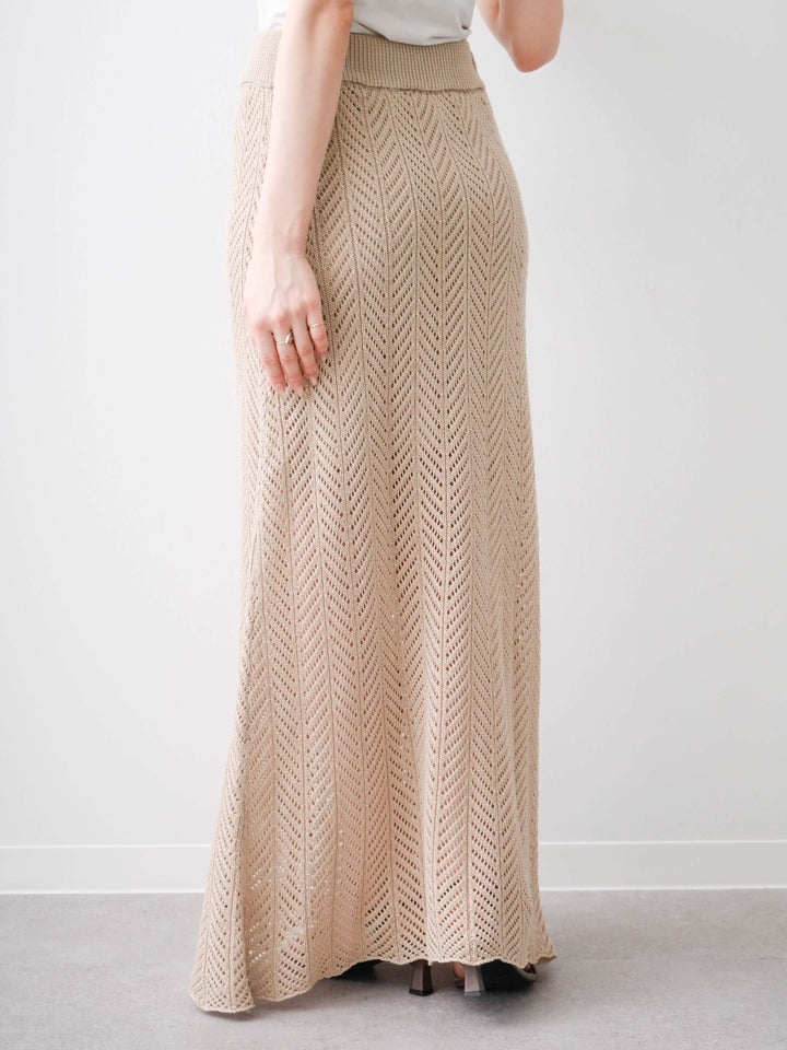 [予約]クロシェシアーセミフレアスカート/beige