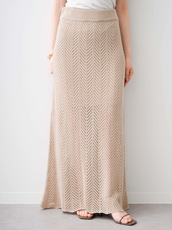 [予約]クロシェシアーセミフレアスカート/beige