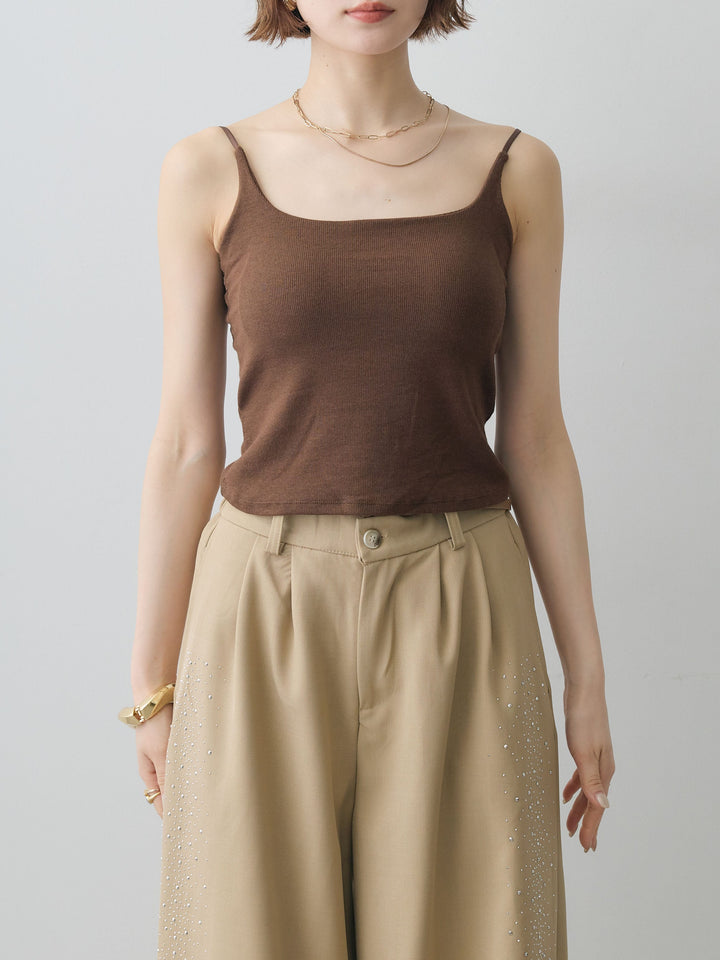 [予約]カップ付バックレースキャミソール/brown