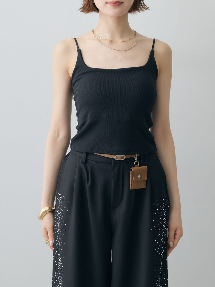 [予約]カップ付バックレースキャミソール/black