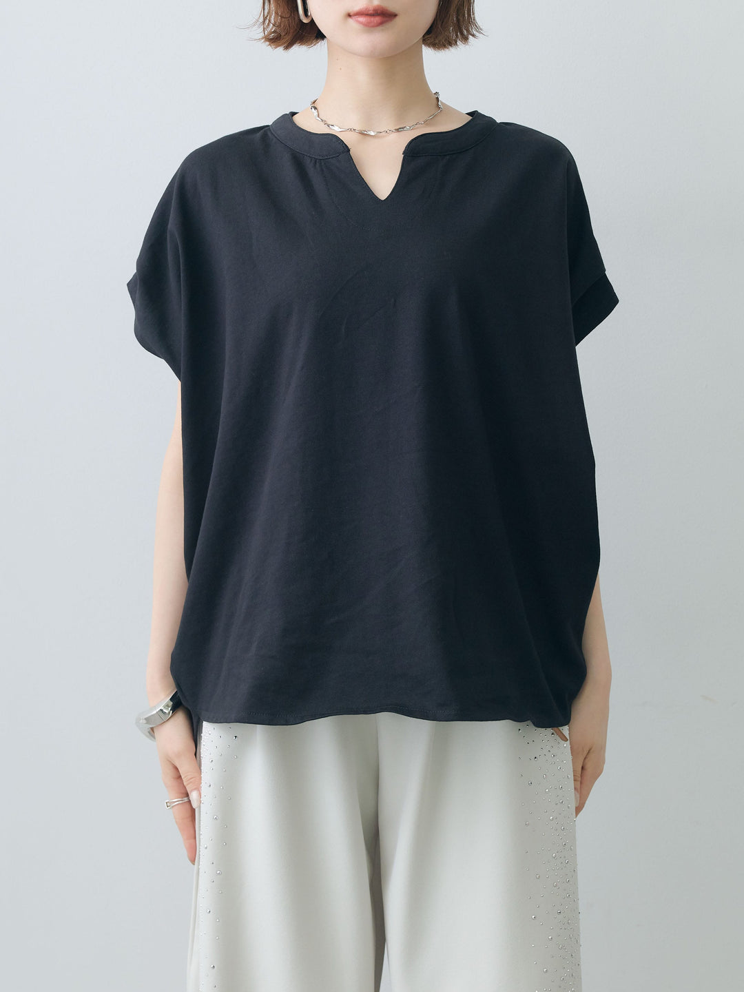 [予約]スキッパードルマンカットソー/black