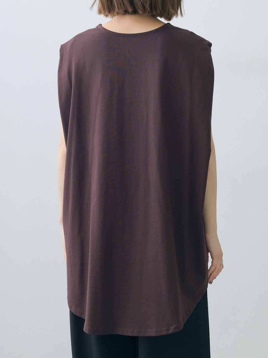 [予約]オーバーサイズノースリカットソー/brown