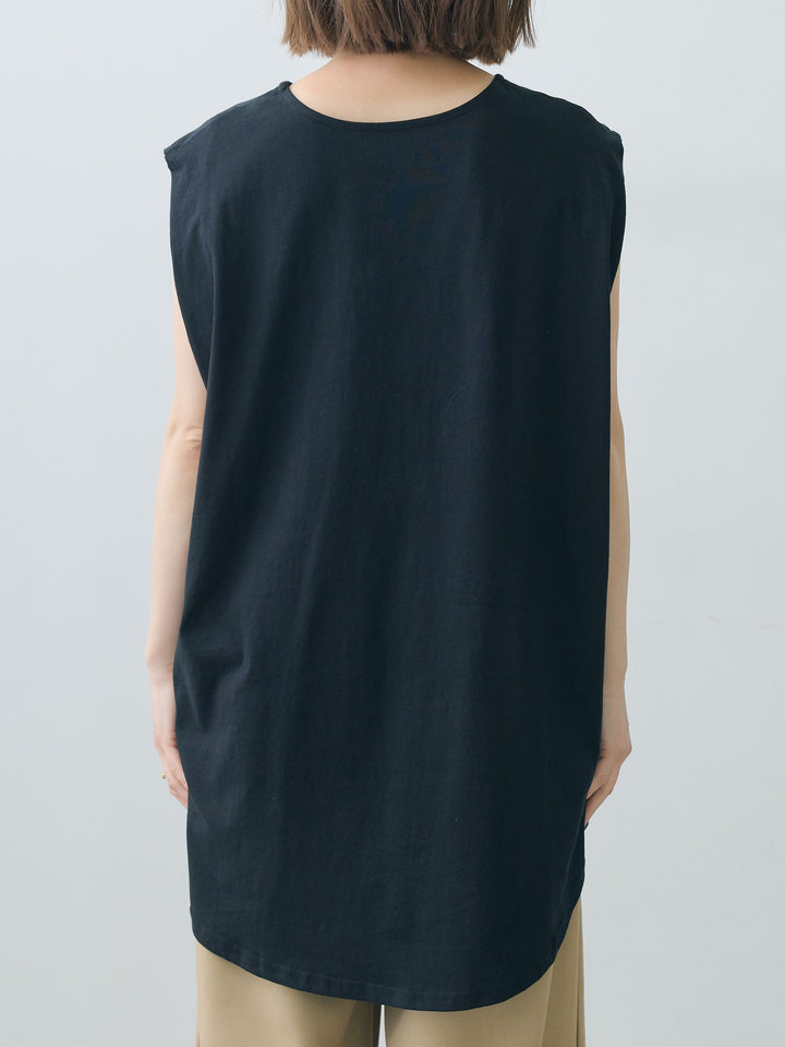 [予約]オーバーサイズノースリカットソー/black