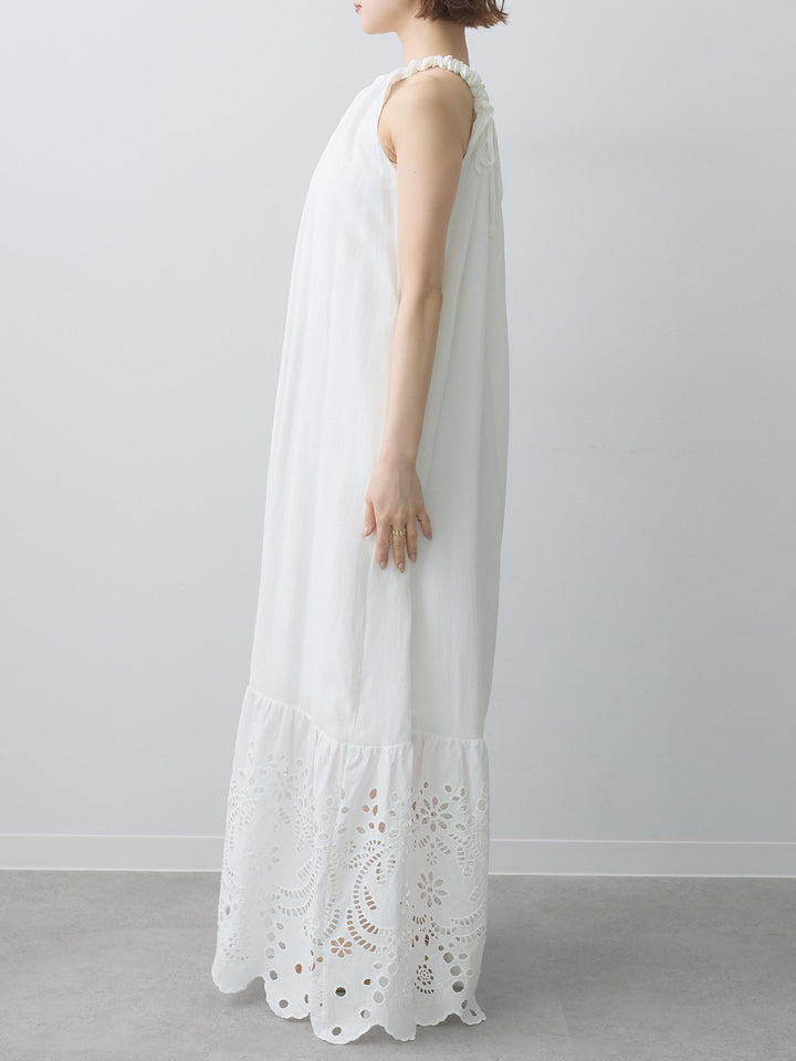 [予約]スカラップヘムカットワークレースキャミワンピース/white