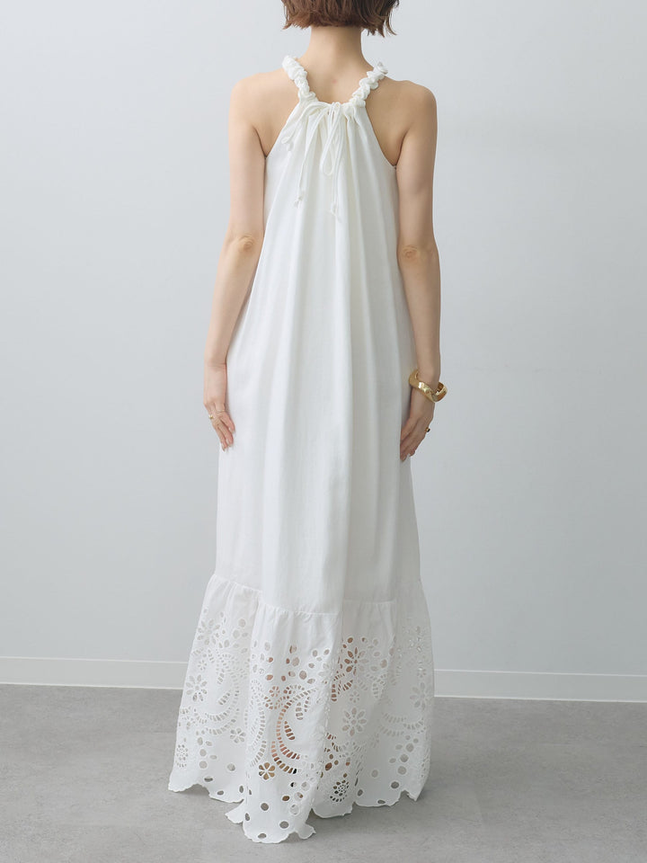 [予約]スカラップヘムカットワークレースキャミワンピース/white