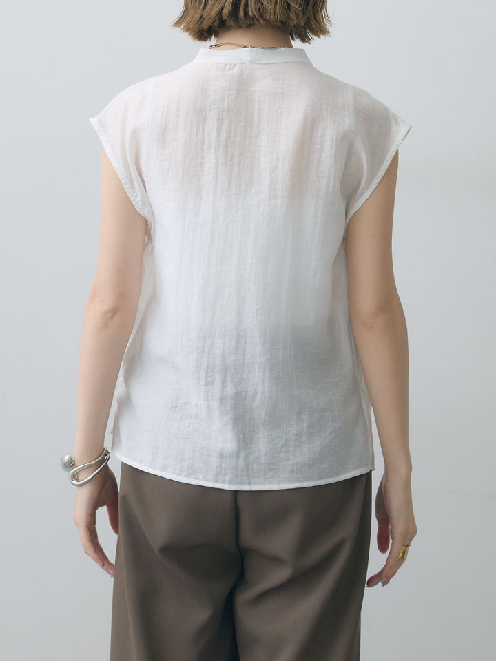 [予約]フロントレースノースリカシュクールブラウス/ white
