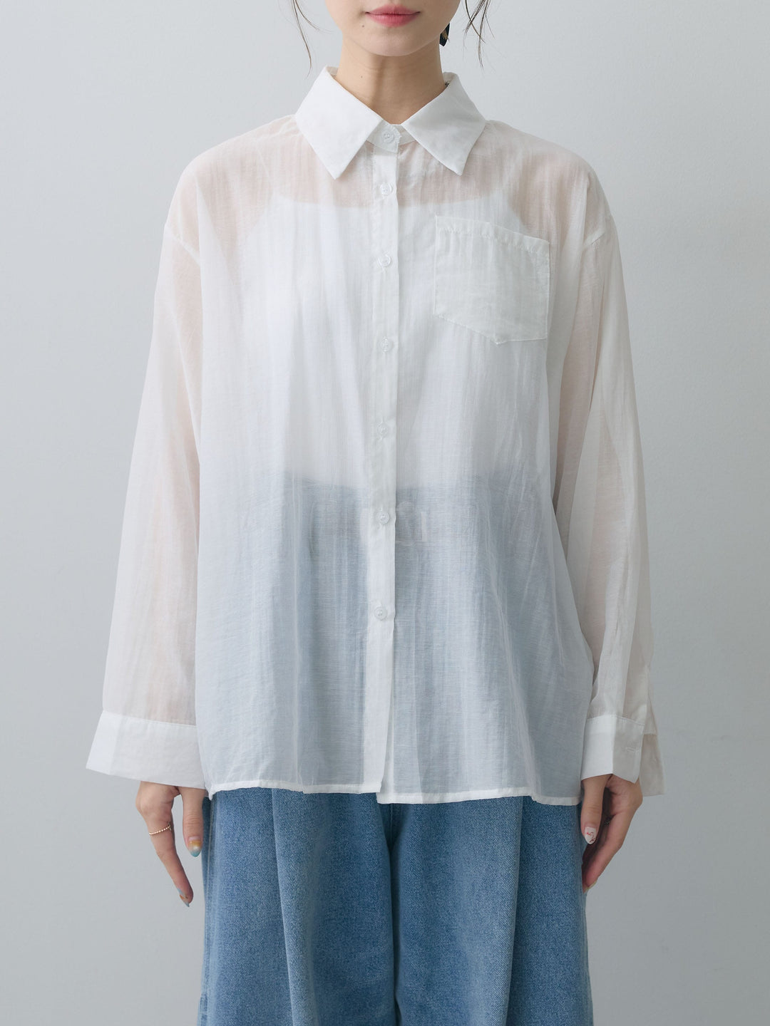 [予約]バックツイストシアーオーバーシャツ/white
