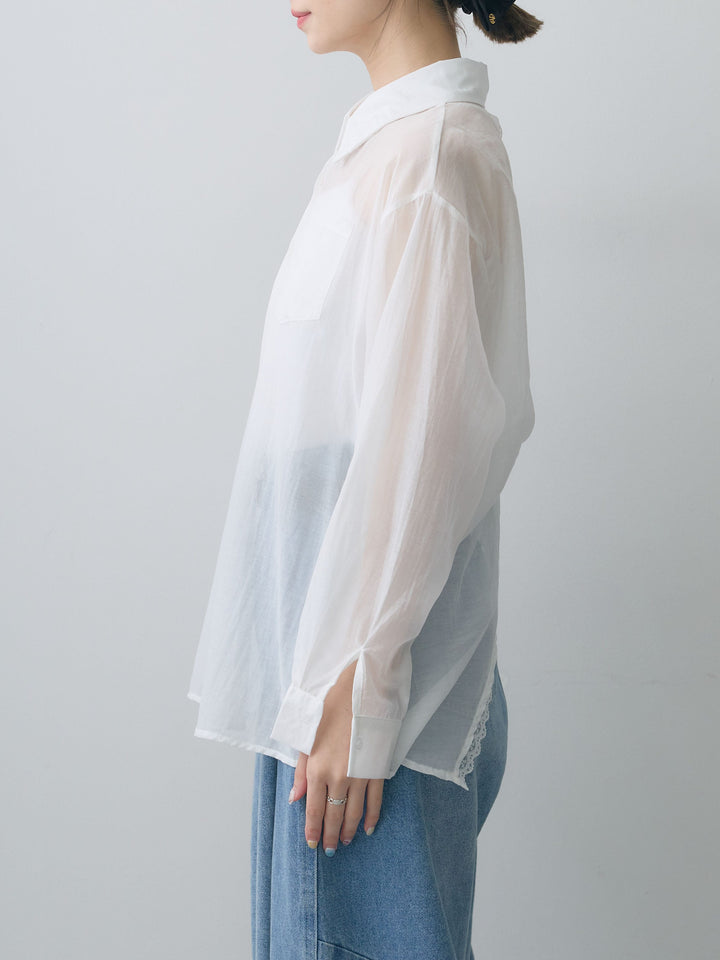 [予約]バックツイストシアーオーバーシャツ/white