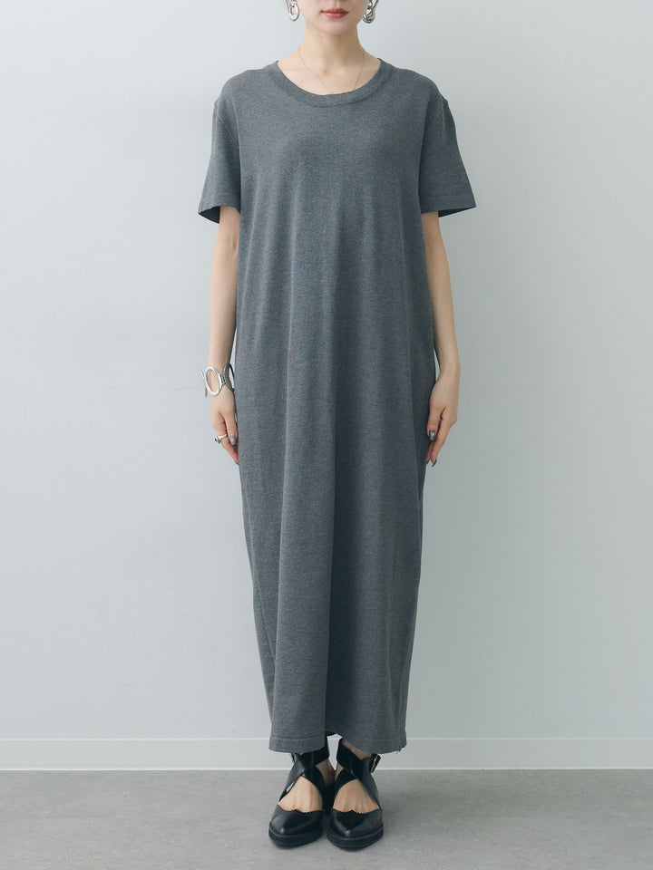 [予約]バックレースストレッチTEEワンピース/charcoal