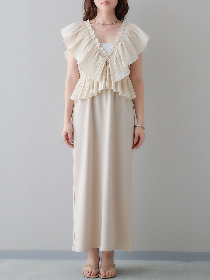 [予約]マルチWAYフリルスウェットワンピース/beige