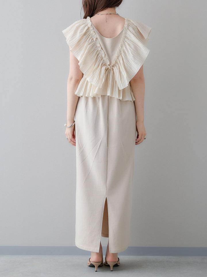 [予約]マルチWAYフリルスウェットワンピース/beige