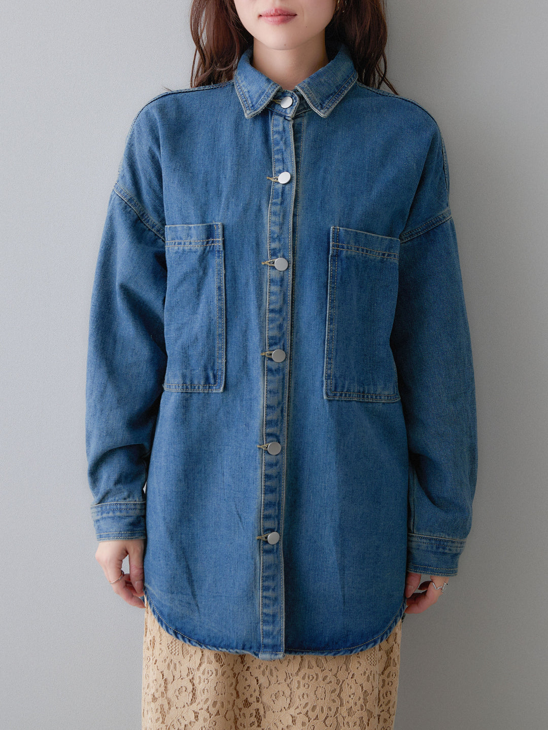 [予約]ビッグポケットデニムオーバーシャツ/denimblue