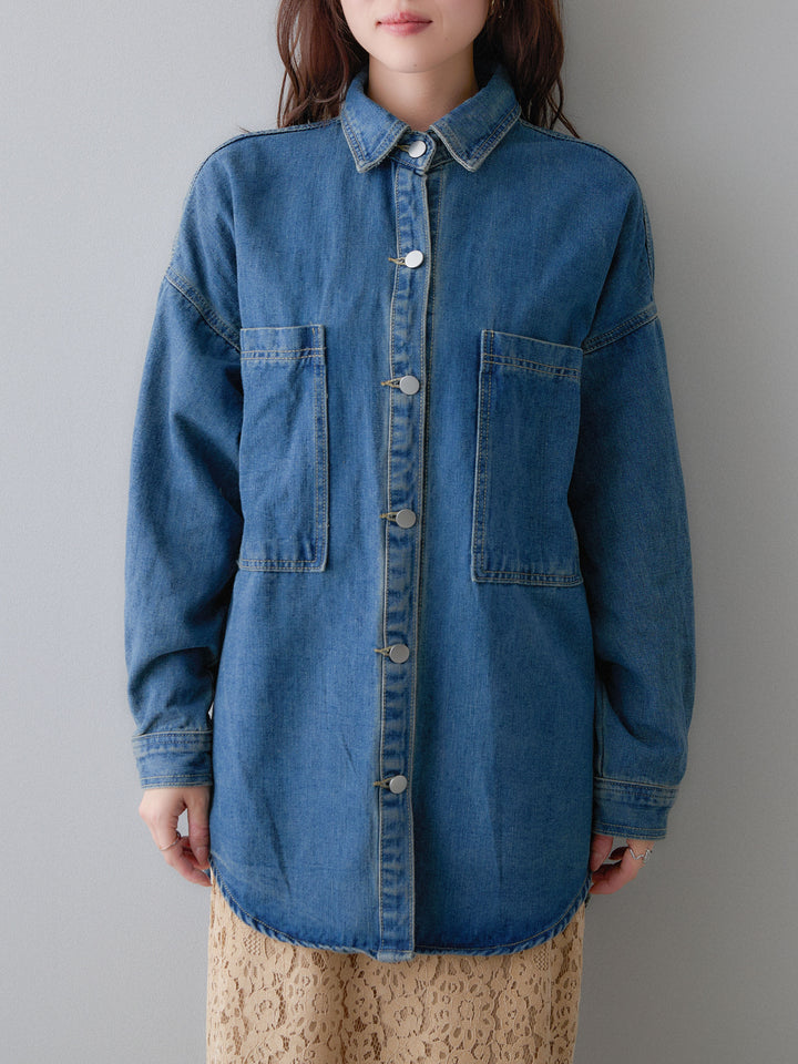[予約]ビッグポケットデニムオーバーシャツ/denimblue