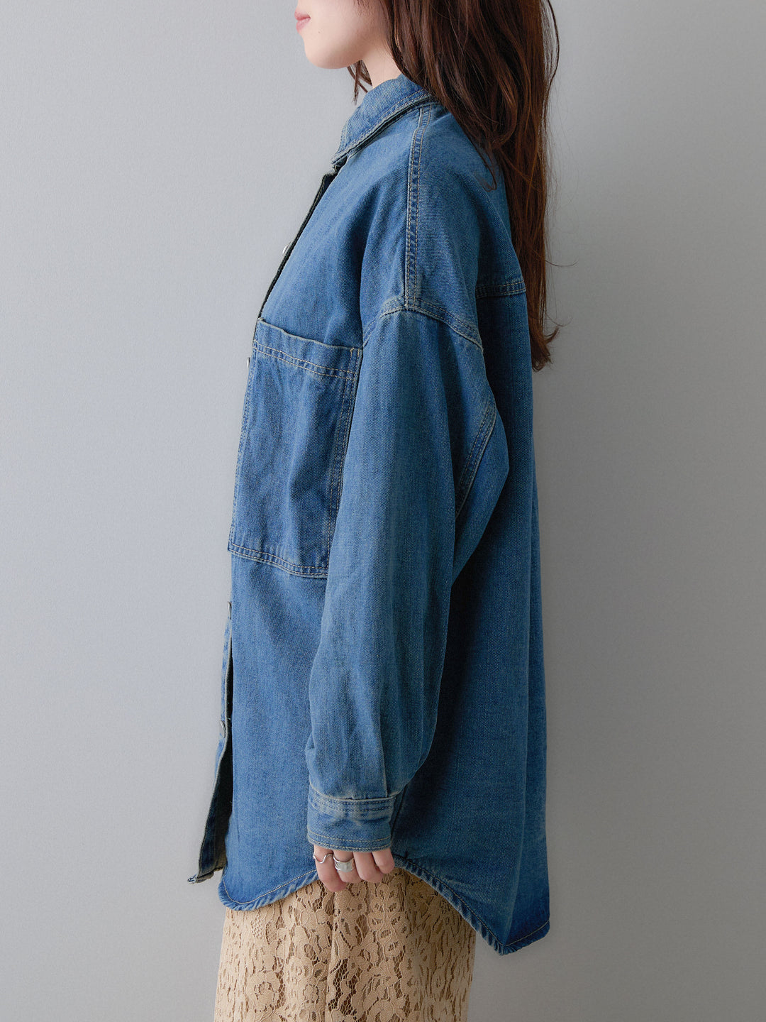 [予約]ビッグポケットデニムオーバーシャツ/denimblue