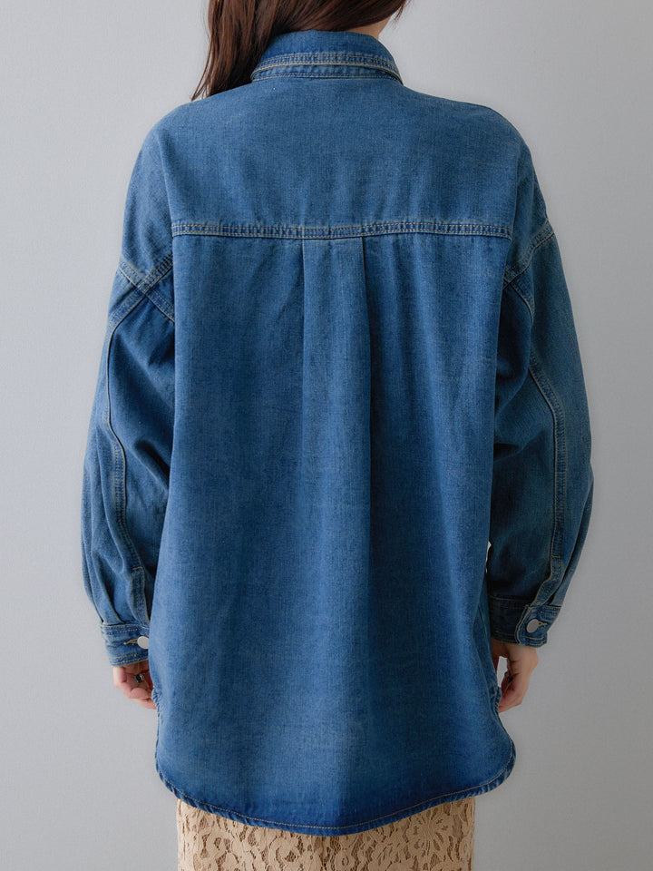[予約]ビッグポケットデニムオーバーシャツ/denimblue