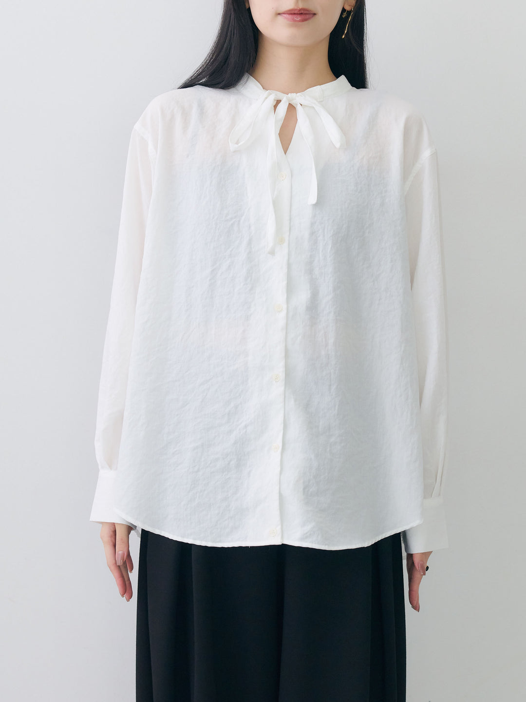 [予約]バックギャザーボウタイブラウス/offwhite