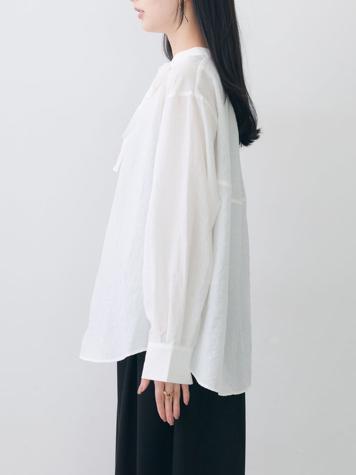 [予約]バックギャザーボウタイブラウス/offwhite
