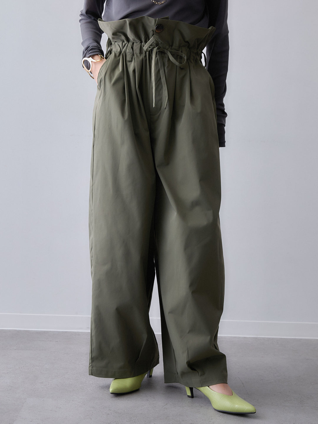 [予約]2WAYロールアップワイドパンツ/khaki