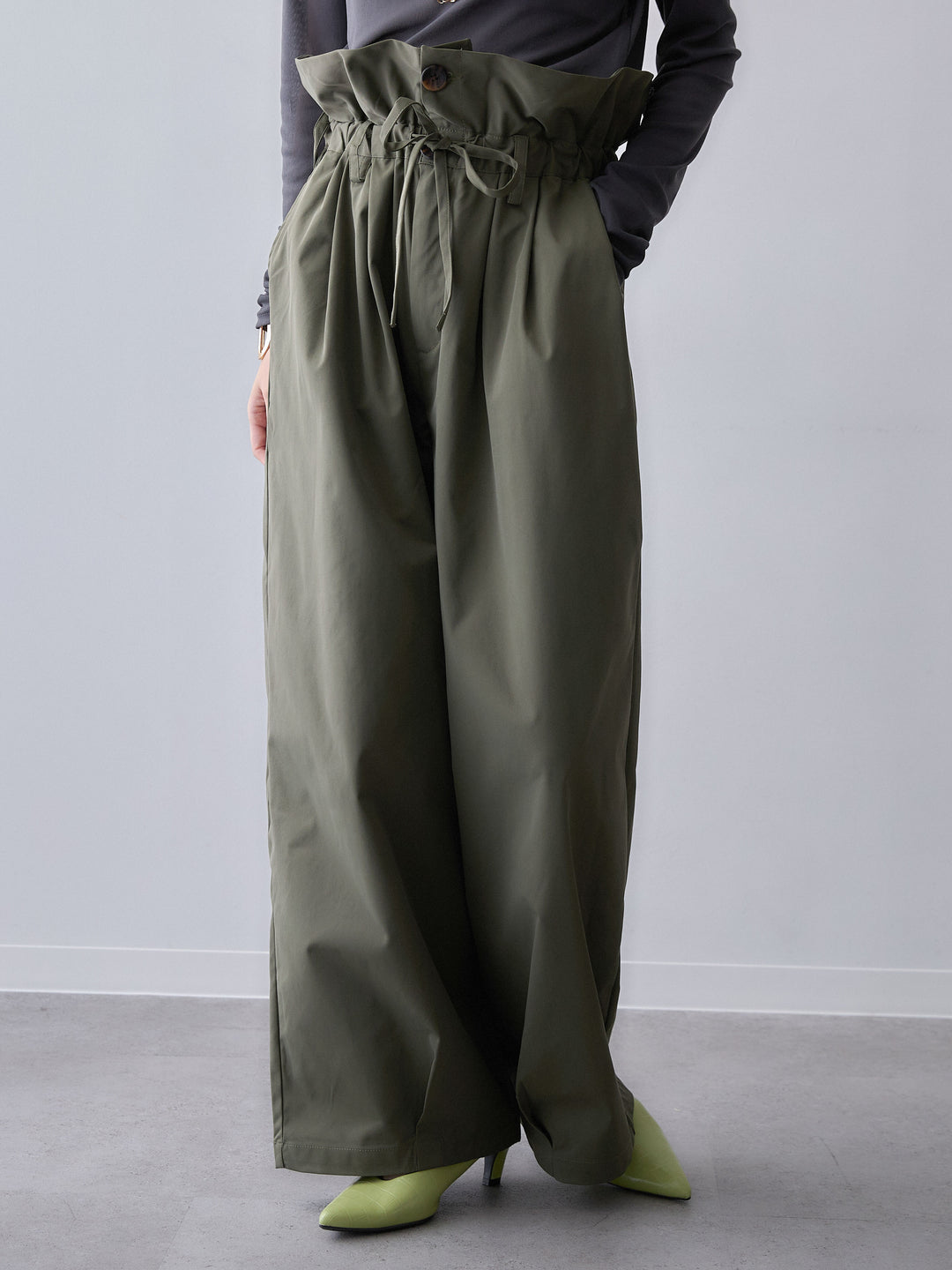 [予約]2WAYロールアップワイドパンツ/khaki