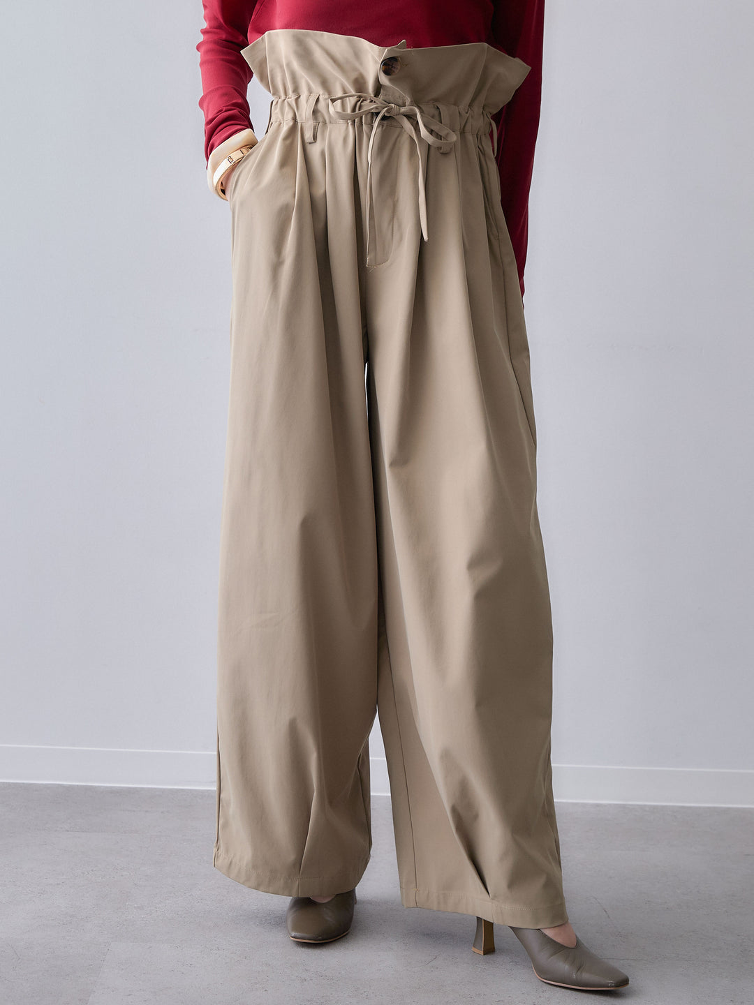 [予約]2WAYロールアップワイドパンツ/beige