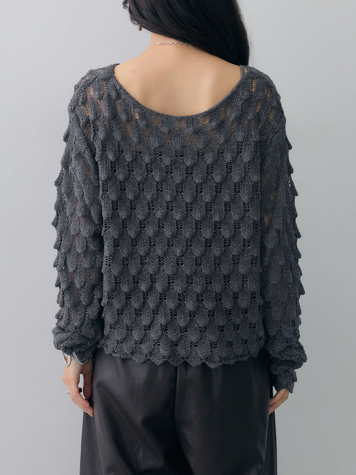 [予約]テクスチャードスカラップニットトップス/chacoal