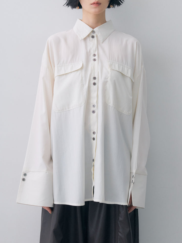 [予約]ドレープダブルポケットオーバーシャツ/off