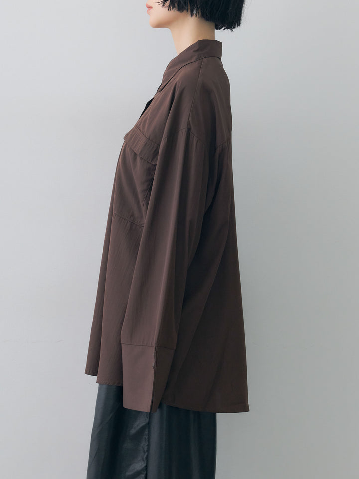 [予約]ドレープダブルポケットオーバーシャツ/brown