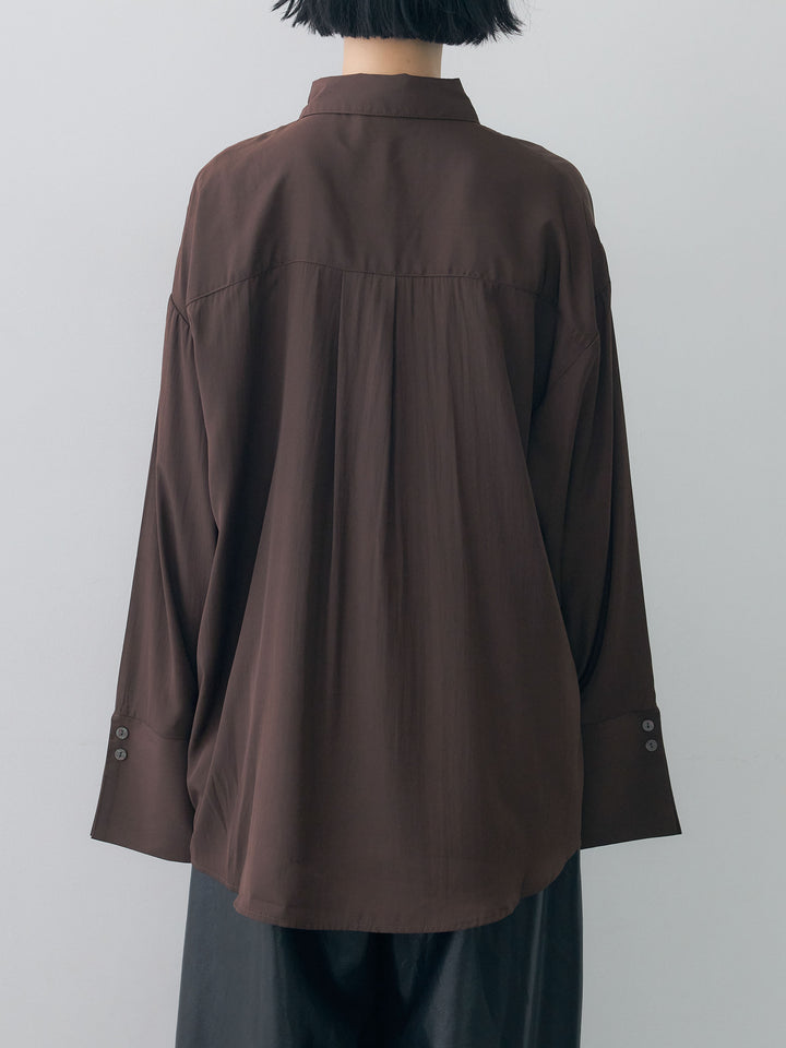 [予約]ドレープダブルポケットオーバーシャツ/brown