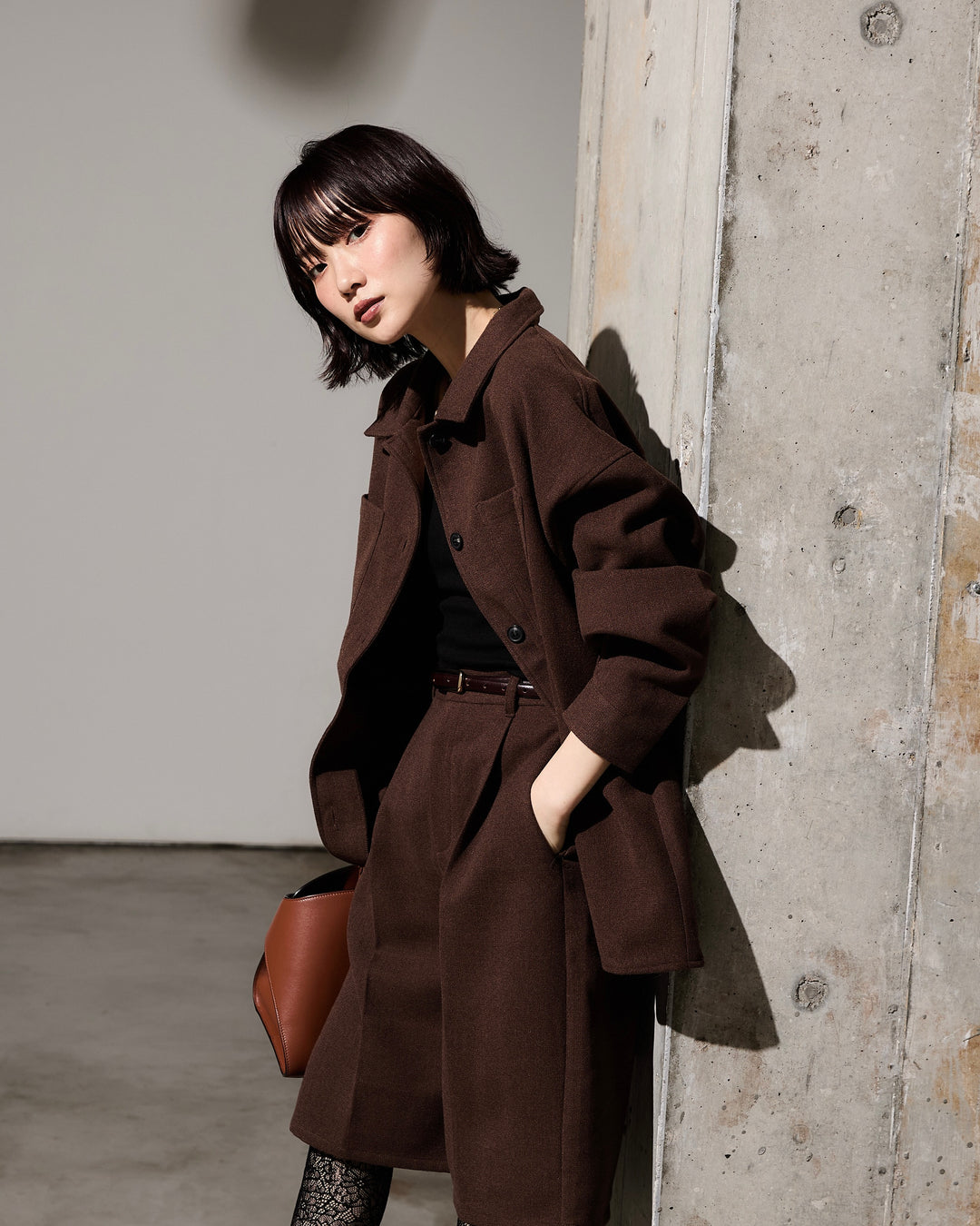 [予約]起毛ツイルハーフパンツ/brown