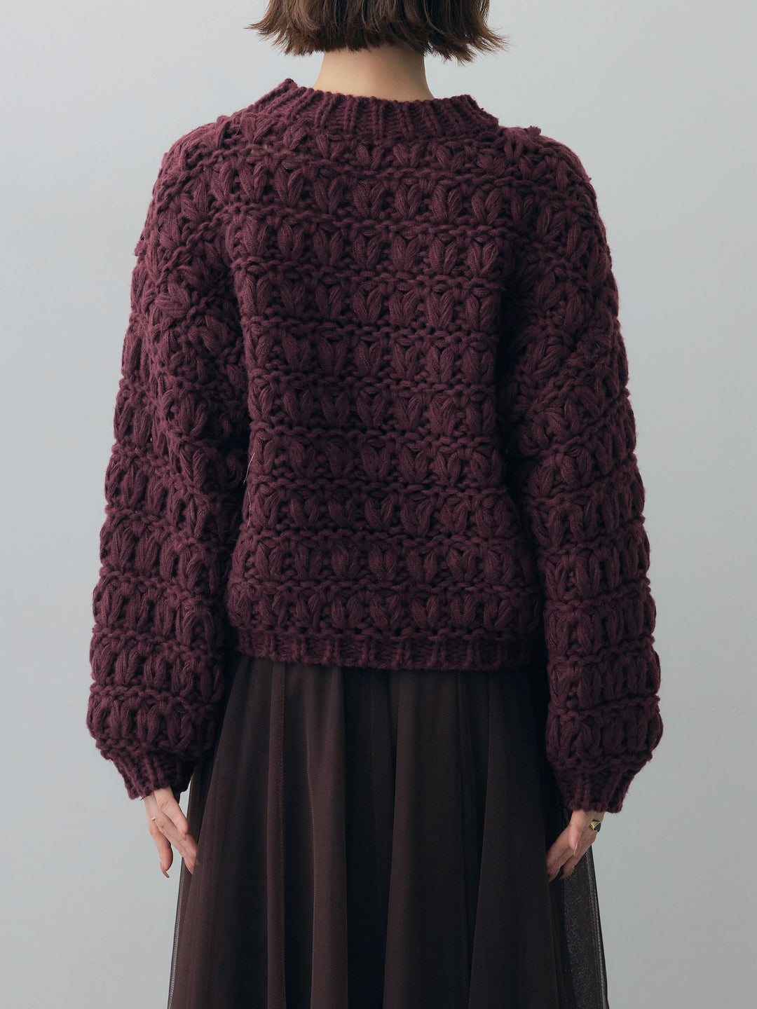 [予約]ループクロップニットトップス/bordeaux