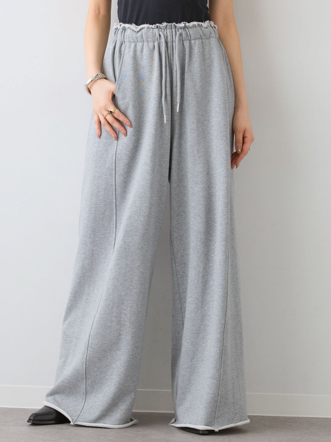 [予約]カットオフスウェットワイドパンツ/gray
